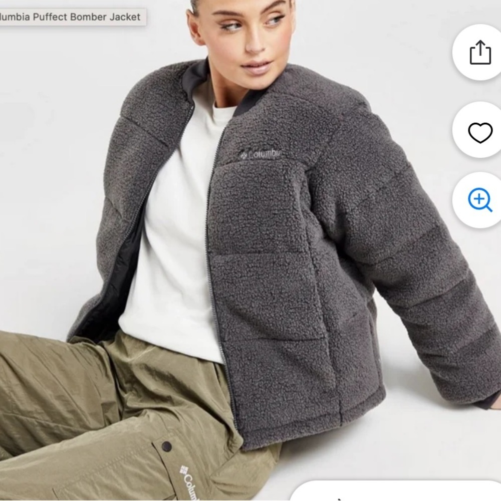 Columbia Sportswear Perfect Sherpa Bomber Jacket In Grey Size Medium